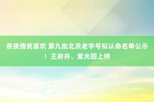 夜夜撸我喜欢 第九批北京老字号拟认命名单公示！王府井、紫光园上榜