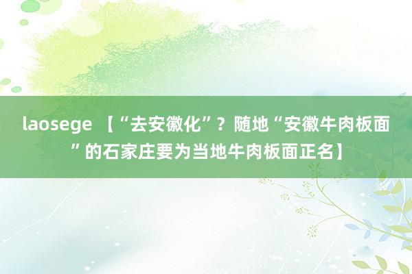 laosege 【“去安徽化”？随地“安徽牛肉板面”的石家庄要为当地牛肉板面正名】