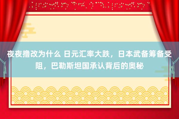 夜夜撸改为什么 日元汇率大跌，日本武备筹备受阻，巴勒斯坦国承认背后的奥秘