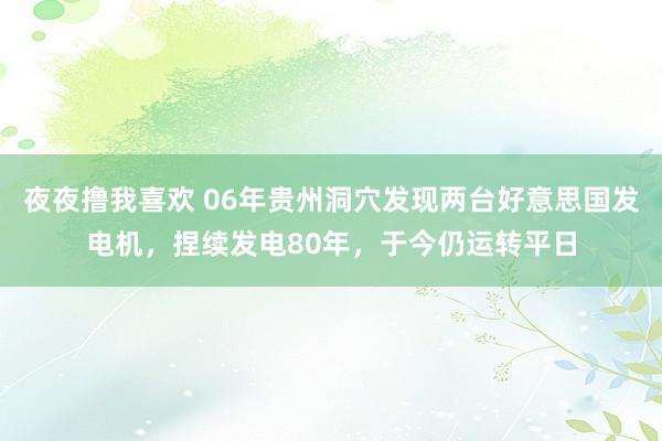 夜夜撸我喜欢 06年贵州洞穴发现两台好意思国发电机，捏续发电80年，于今仍运转平日