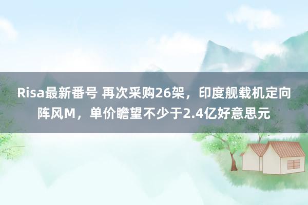 Risa最新番号 再次采购26架，印度舰载机定向阵风M，单价瞻望不少于2.4亿好意思元