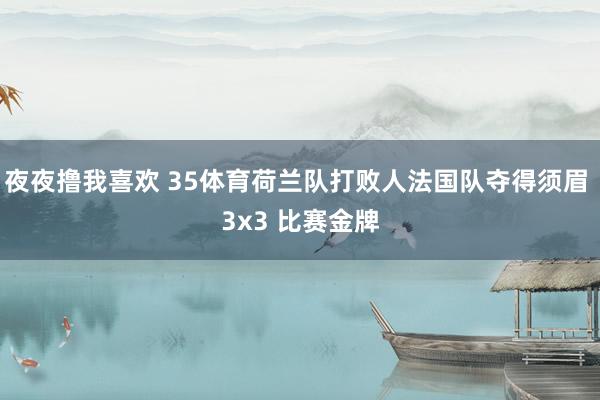 夜夜撸我喜欢 35体育荷兰队打败人法国队夺得须眉 3x3 比赛金牌