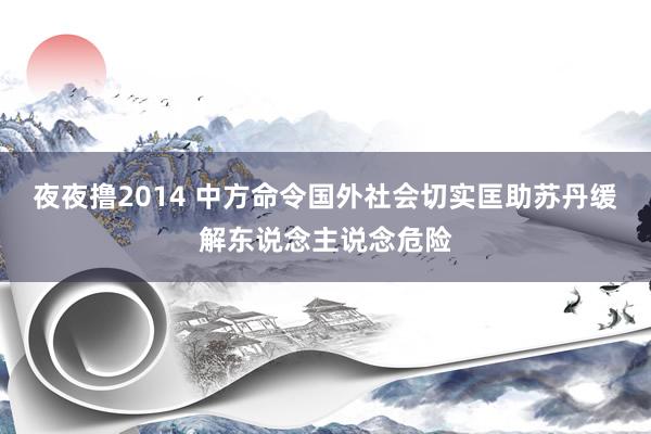 夜夜撸2014 中方命令国外社会切实匡助苏丹缓解东说念主说念危险