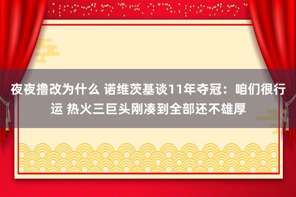 夜夜撸改为什么 诺维茨基谈11年夺冠：咱们很行运 热火三巨头刚凑到全部还不雄厚