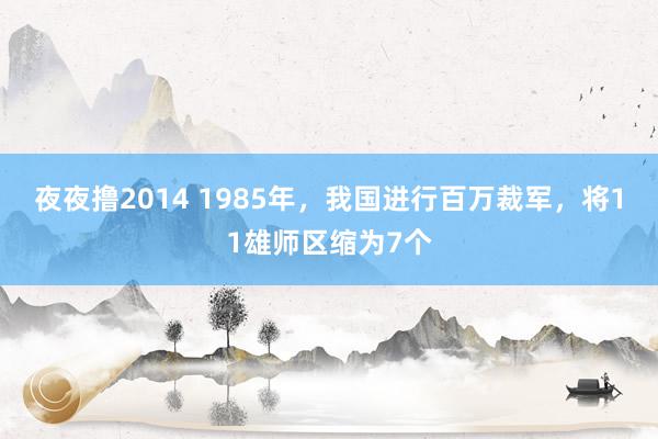 夜夜撸2014 1985年，我国进行百万裁军，将11雄师区缩为7个