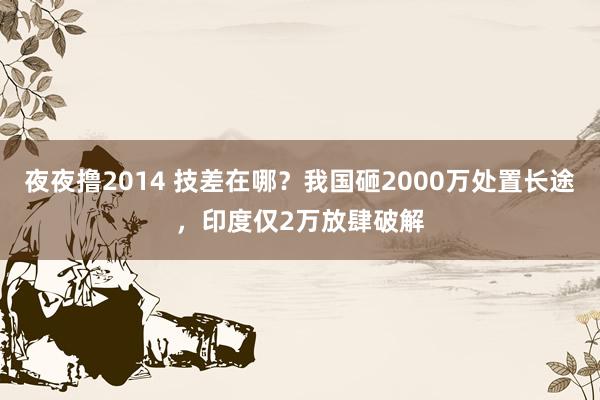 夜夜撸2014 技差在哪？我国砸2000万处置长途，印度仅2万放肆破解