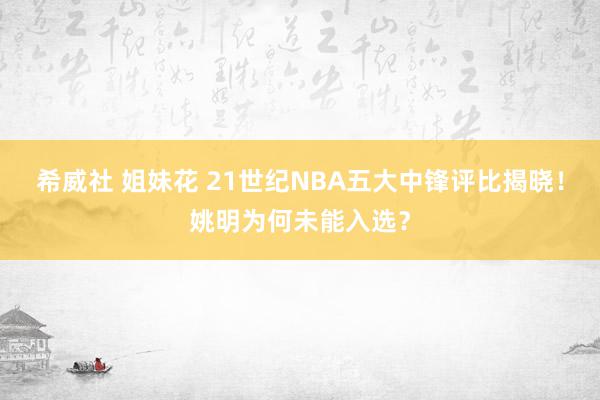 希威社 姐妹花 21世纪NBA五大中锋评比揭晓！姚明为何未能入选？