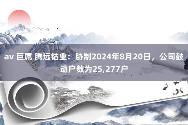 av 巨屌 腾远钴业：胁制2024年8月20日，公司鼓动户数为25,277户