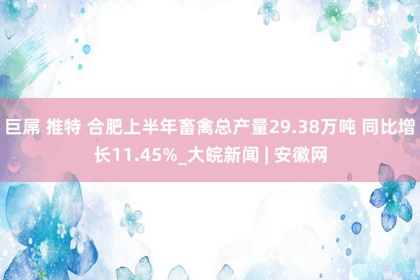 巨屌 推特 合肥上半年畜禽总产量29.38万吨 同比增长11.45%_大皖新闻 | 安徽网